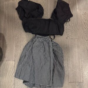 Bundle Black Plaid Skirt & Crop Top